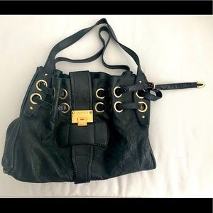 Jimmy Choo bag. Measurements: Length: 16"  Width: 6" Height: 12"Handle Drop: 10"